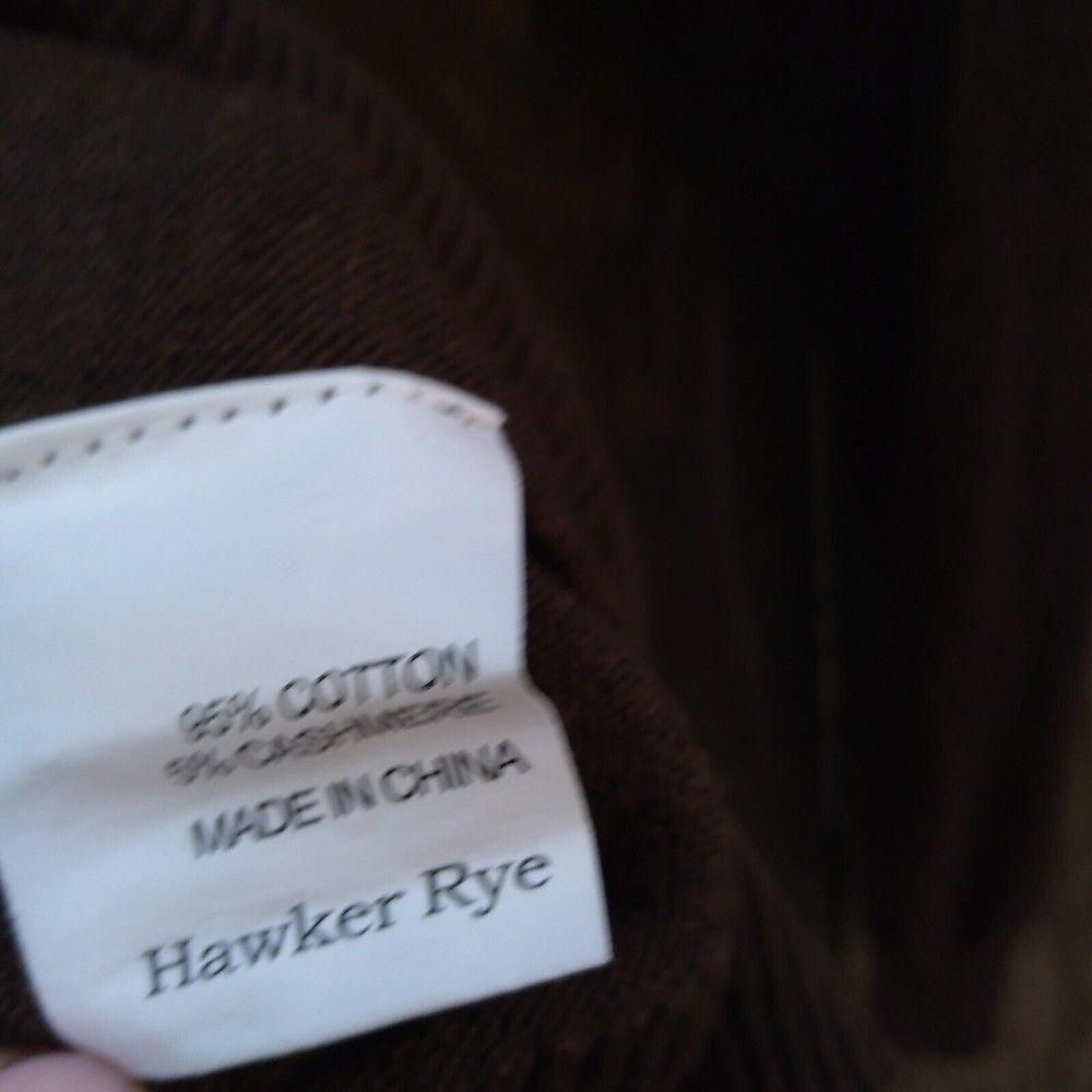 Hawker Rye size L cotton cashmere sweater chocolate brown zip neck - Picture 5 of 9